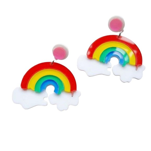 NEW Gorgeous Colorful RAINBOW Stud Dangle Earrings SPECIAL GIFT RED BLUE CLOUD - Picture 2 of 8